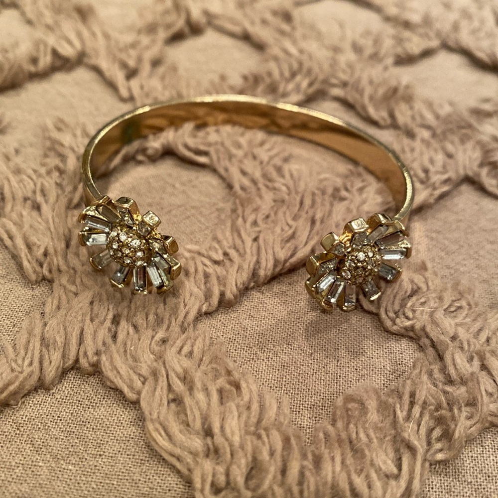 J.Crew Rhinestone Flower Cuff Bracelet